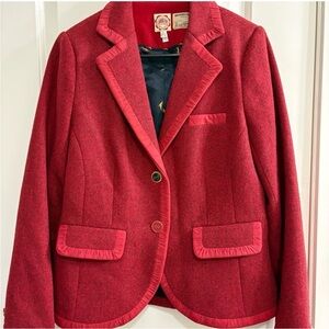 British Joules Grandstand Cherry Red Wool Tweed Blazer UK 14 US 10 Excellent